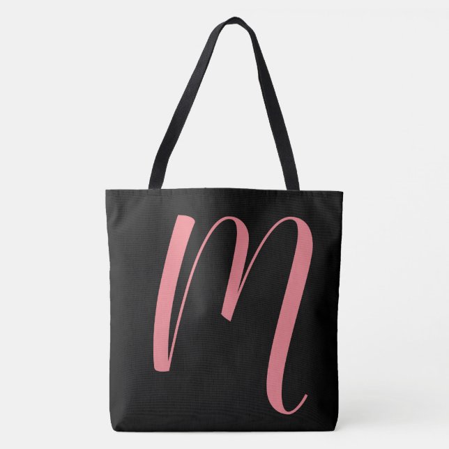 Ccustom M-skript, monogram, blacktote Tygkasse (Framsida)
