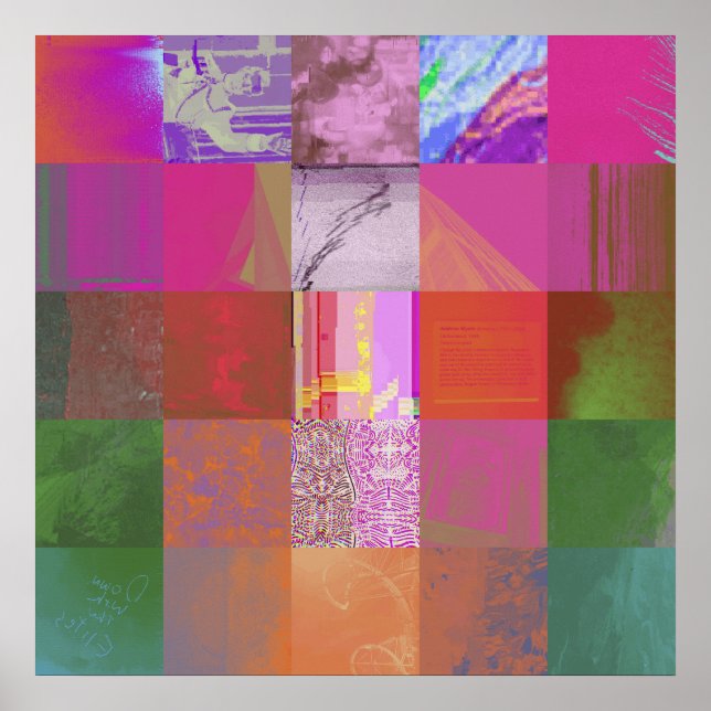 CD1FE646 Abstrakt digitalt glitch-konst rutnät mön Poster (Framsidan)