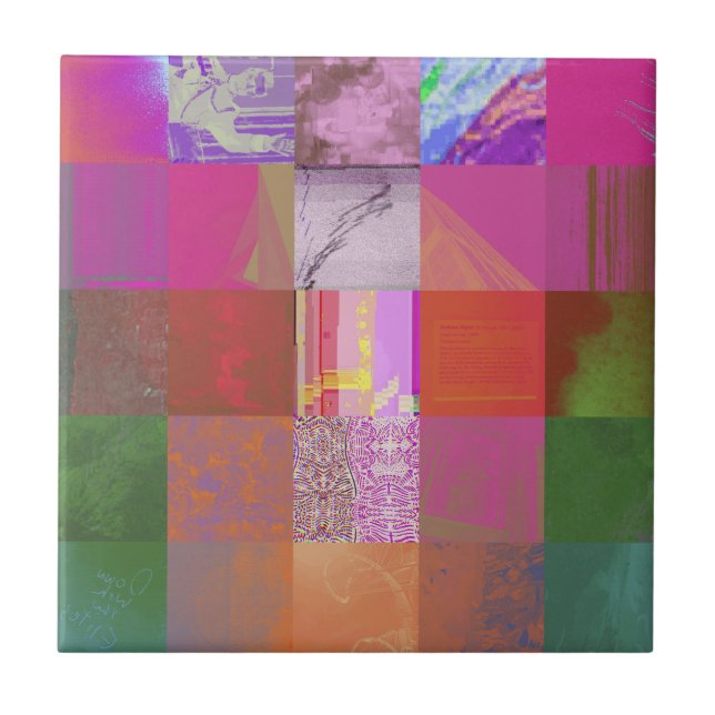 CD1FE646 Abstrakt digitalt glitch-konst rutnätsmön Kakelplatta (Framsidan)