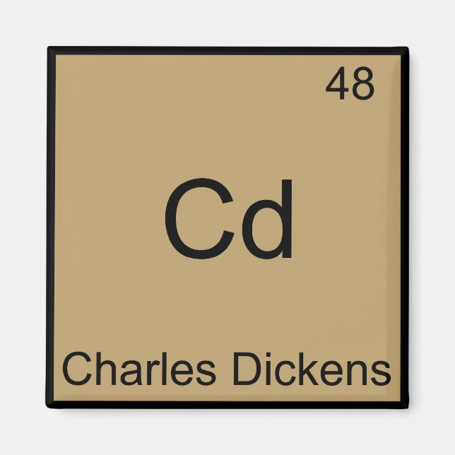 Cd - Charles Dickens Kemiskt Element Symbol T-Shir Magnet (Framsidan)