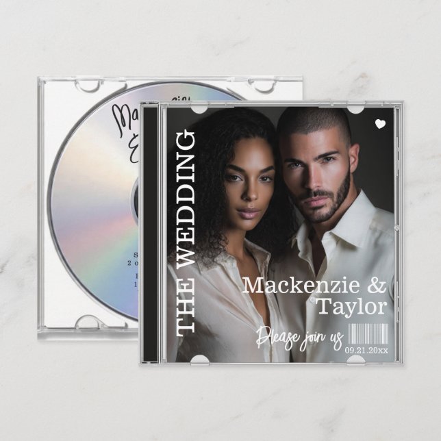 CD Photo Cover Wedding Inbjudningar (Fram/baksida)