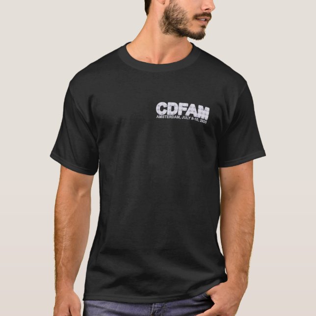 CDFAM Amsterdam 25 Front + Back Logotyp T Shirt (Framsida)