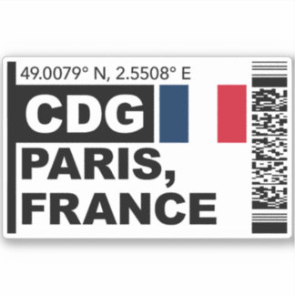 CDG Paris Boarding Pass - France Travel Klistermärken