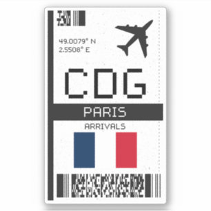 CDG Paris Boarding Pass - Frankrike Travel Klistermärken