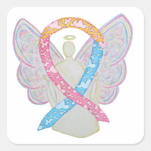 CDH-medvetenhet Ribbon Cherub Angel Sticker Decals Fyrkantigt Klistermärke