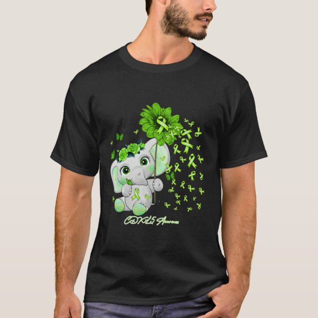 CDKL5 Medvetenhet - solrosband av elefant T Shirt (Framsida)