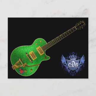 CDO GRÖN GITARR LUTANDE POSTKORT VYKORT