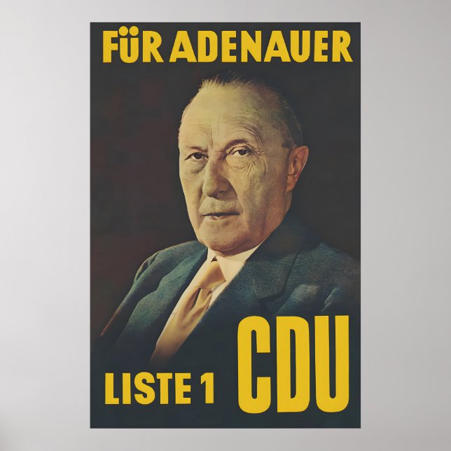 CDU-valkampanjskylt 1955 för Adenauer Konrad Poster (Framsidan)