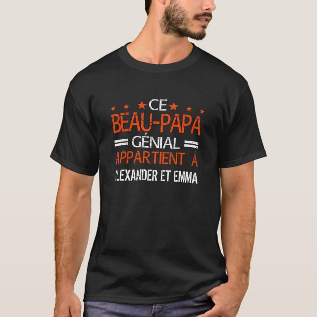Ce Beau-Pappa Génial Personnalisé T Shirt (Framsida)