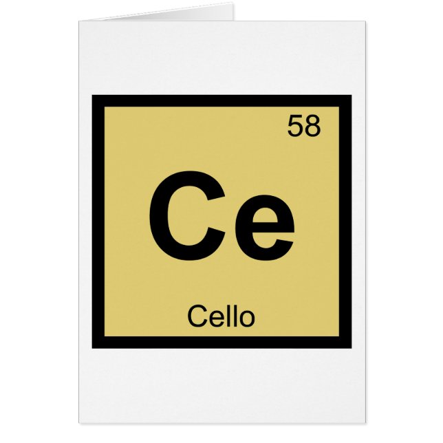 Ce - Cello Music Chemistry Periodic Bord Symbol Hälsningskort (Framsidan)