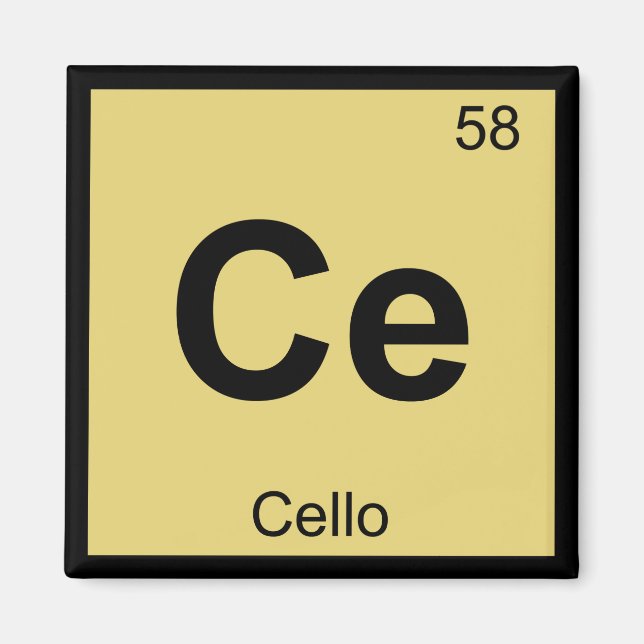 Ce - Cello Music Chemistry Periodic Bord Symbol Magnet (Framsidan)