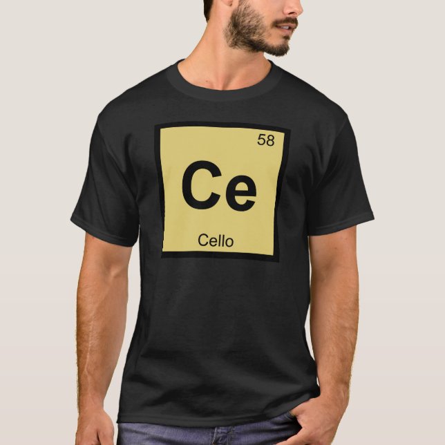 Ce - Cello Music Chemistry Periodic Bord Symbol Tee Shirt (Framsida)