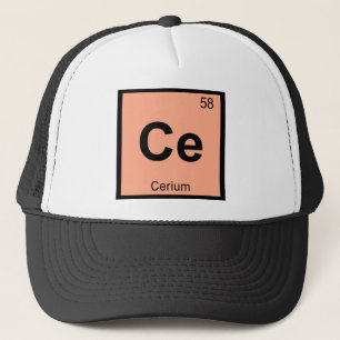 Ce - Cerium Kemi Periodiska Systemet Symbol Truckerkeps