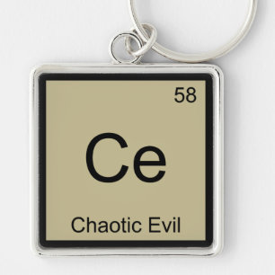 Ce - Chaotic Evil Chemistry Inslag - symbol T-Shir Fyrkantig Silverfärgad Nyckelring