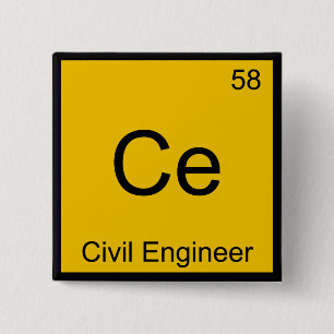 Ce - Civilingenjör Kemielement Symbol T-shirt Knapp