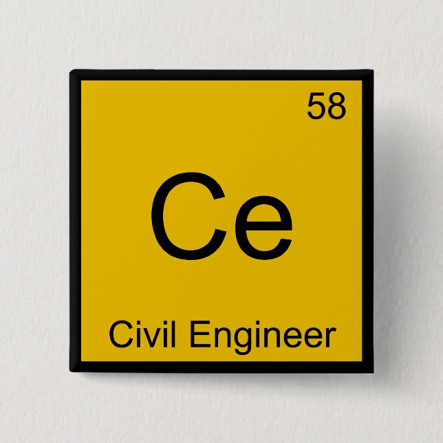 Ce - Civilingenjör Kemielement Symbol T-shirt Knapp (Framsida)