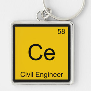Ce - Civilingenjör Kemiskt element symbol t-shirt Fyrkantig Silverfärgad Nyckelring