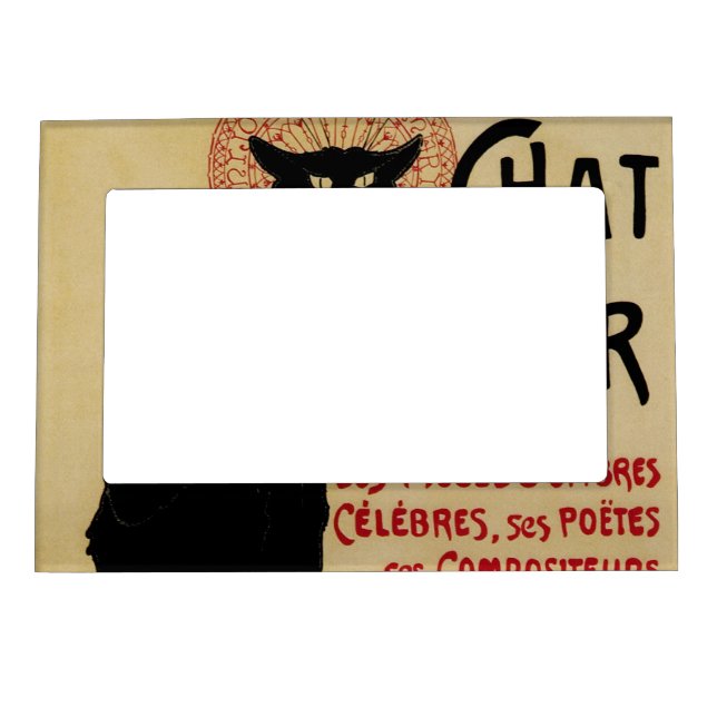Ce Soir Chatta Noir Black Cat, Vintage Art nouveau Magnetisk Fotoram (Framsidan)