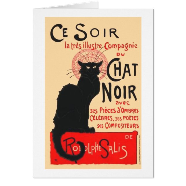 Ce Soir Le Chatta Noir, Théophile Steinlen Hälsningskort (Framsidan)