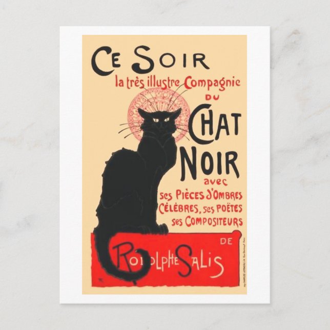 Ce Soir Le Chatta Noir, Théophile Steinlen Vykort (Framsida)