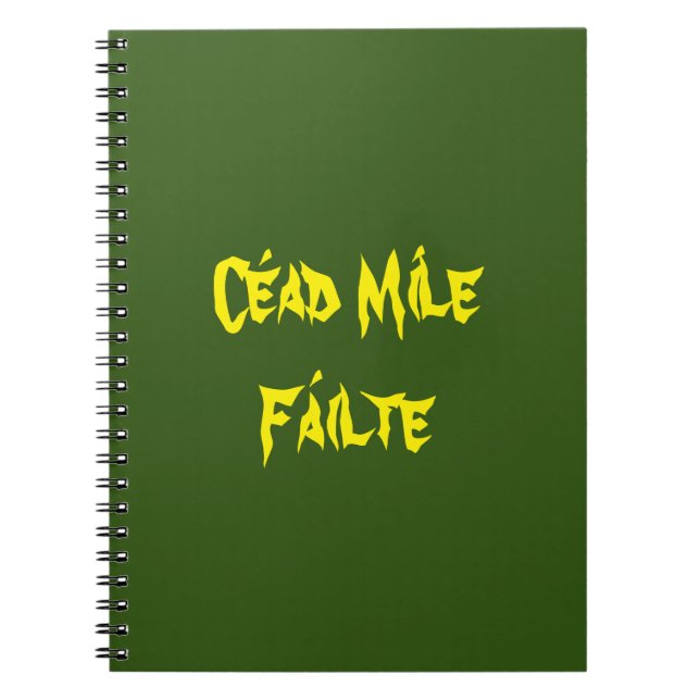 Céad Míle Fáilte Gult & Guld Notebook Anteckningsbok (Framsidan)
