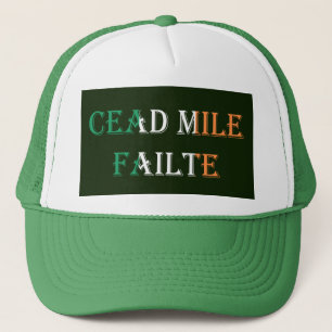 Cead Mile-fel på den irländska Flagga Keps