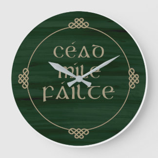 Ceald Mile Failte Wall Clock,Irish Decor Stor Klocka