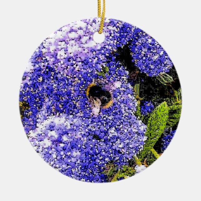 Ceanothus Flower Bee Julgransprydnad Keramik (Framsidan)