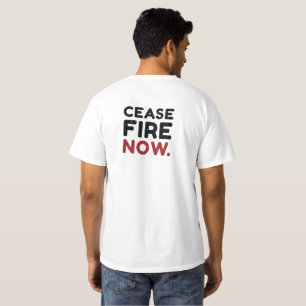 Cease Fire Now, Black and Red T Shirt