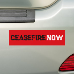 Cease Fire Now svart, vit, grym typografi Bildekal