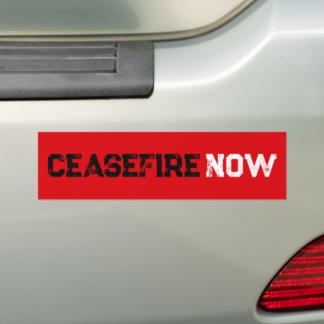 Cease Fire Now svart, vit, grym typografi Bildekal (På Bil)