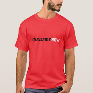 Cease Fire Now svart, vit, grym typografi T Shirt