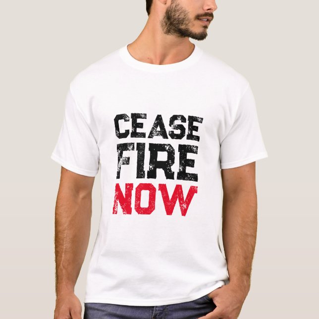 Cease Fire Nu svartvit, tryckt krig T Shirt (Framsida)