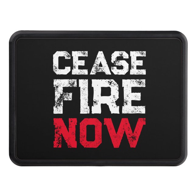 Cease Fire Nu, vit röd svart mot krig Dragkroksskydd (Framsidan)