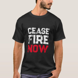Cease Fire Nu, vit röd svart mot krig T Shirt
