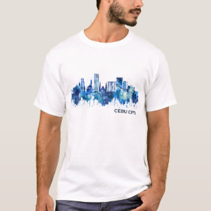 Cebu City Filippinerna Skyline Blue T Shirt