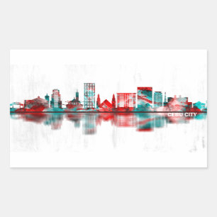 Cebu City Filippinerna Skyline Rektangulärt Klistermärke