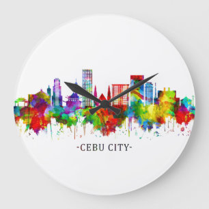 Cebu City Filippinerna Skyline Stor Klocka