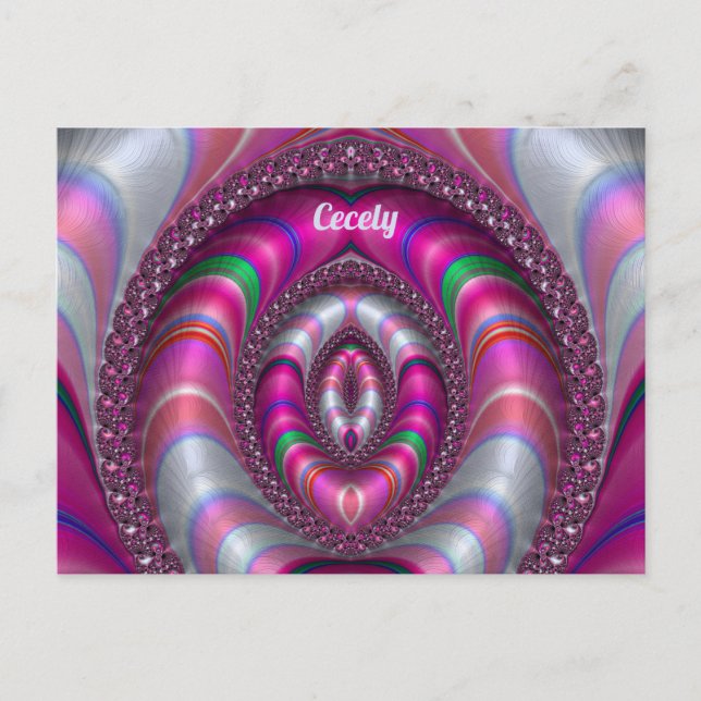 CECELY ~  ROSA 3D Fraktal Design ~ Vykort (Framsida)