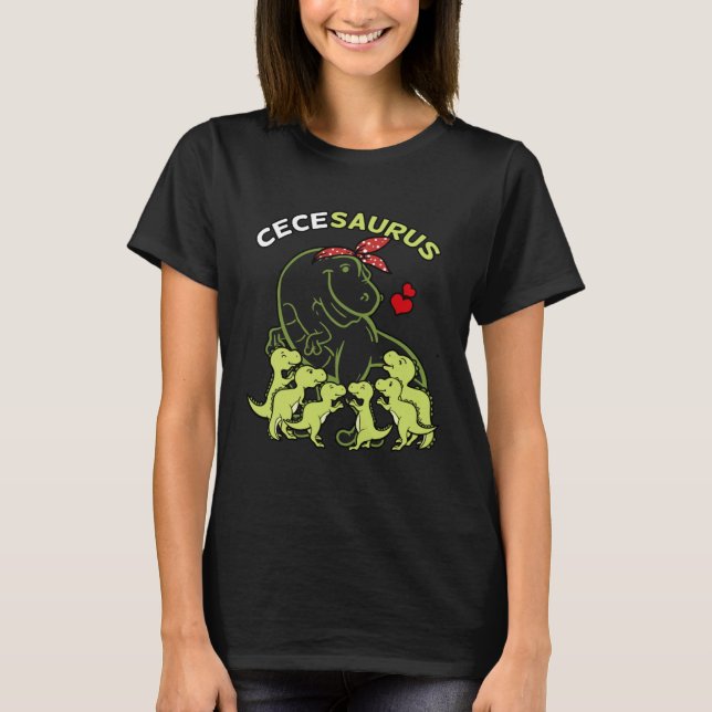 Cecesaurus Cece 6 Kids Dinosaur Mother s Day T Shirt (Framsida)