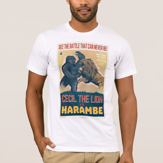 Cecil det lejont VS Harambe gorillafilmen Tee Shirt (Framsida)