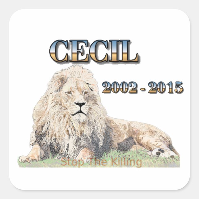 Cecil the Lejon Fyrkantigt Klistermärke (Framsida)