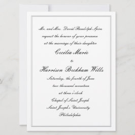 Cecilia: Traditionell bröllopsinbjudan (svart) Inbjudningar