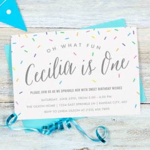 Cecilia's Sprinkle 1st Birthday Party Inbjudningar