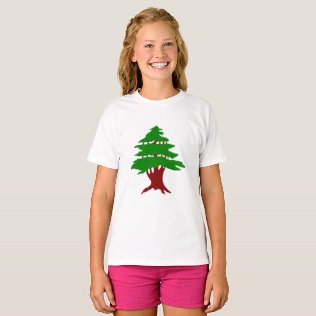 Cedar av Libanon Premium Patriotisk Bild T-Shirt (Hel framsida)