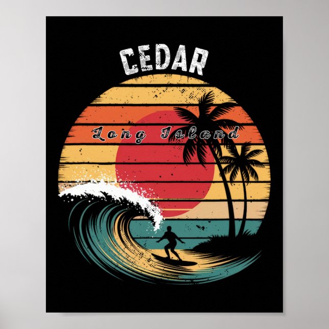 Cedar Beach Long Island Strand Surfing  Poster (Framsidan)