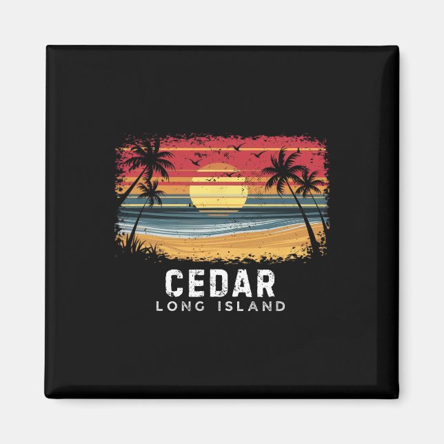 Cedar Beach Long Island Surfbräda Strand  Magnet (Framsidan)