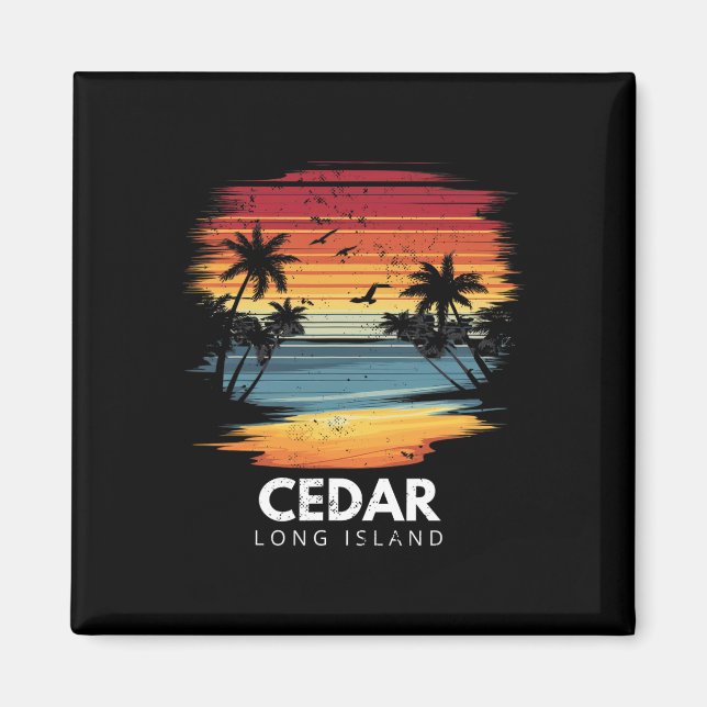 Cedar Beach Long Island Surfbräda Surfing Vintage  Magnet (Framsidan)