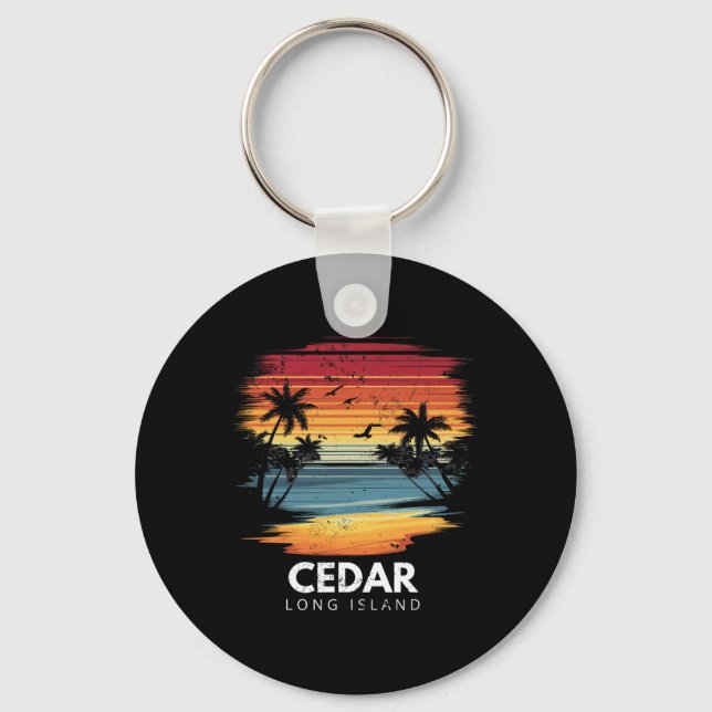 Cedar Beach Long Island Surfbräda Surfing Vintage  Nyckelring (Framsida)