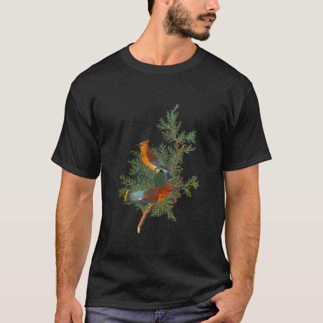 Cedar Bird från amerikanska fåglar är lustigt T Shirt (Framsida)